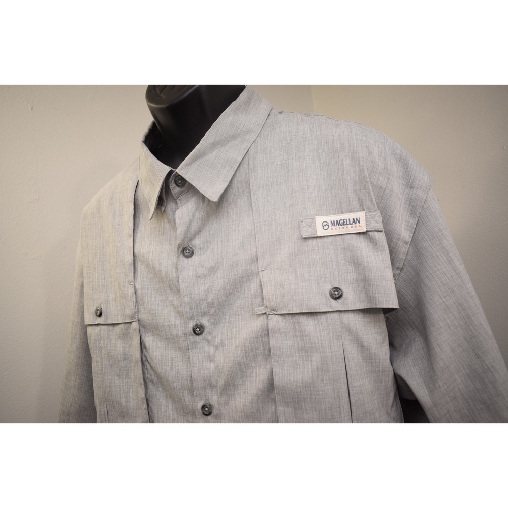 Magellan Vented Fishing Shirt Gray Relaxed Fit Wicking Short Sleeve Mens 4XL